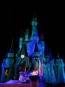 Cinderella's Castle at night in Disney World