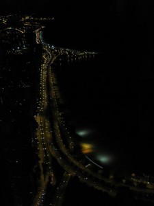 Lake Shore Drive at night as seen from the Hancock Observatory