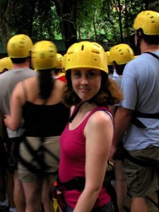 First I ziplined in Honduras (because helmet head is dead sexy) ...